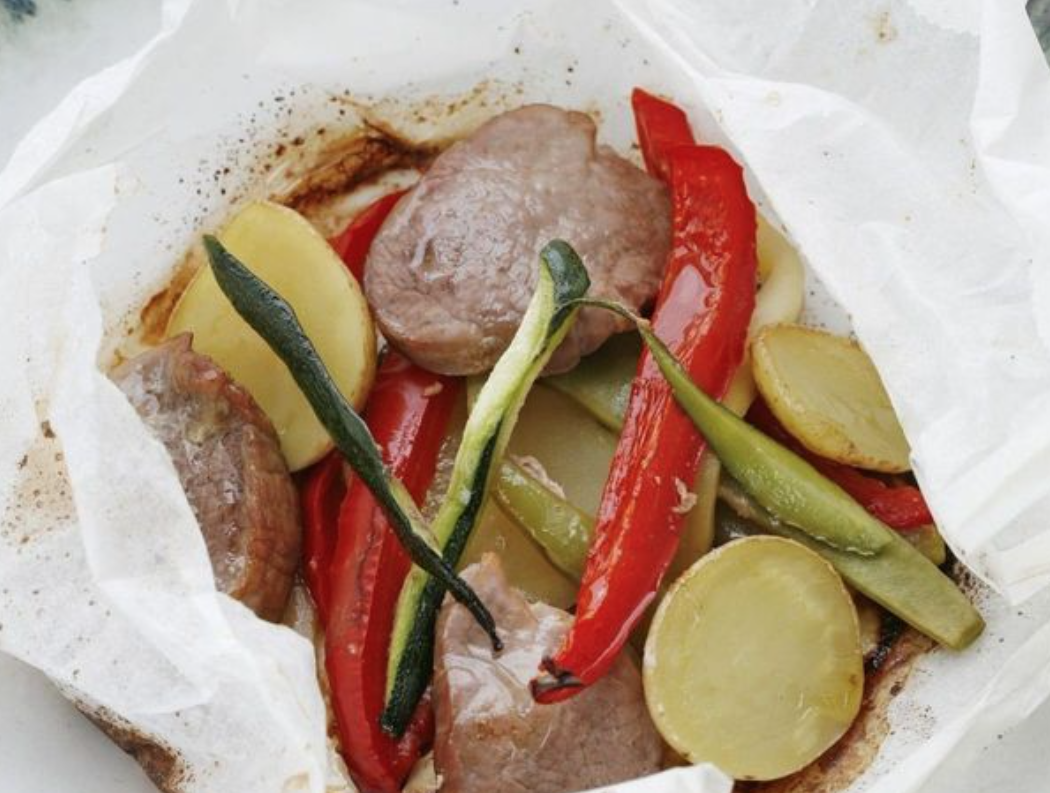 Papillote de heura con verduras